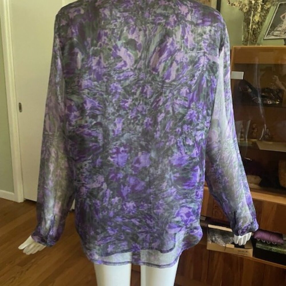 Purple and Gray Sheer Blouse - Picture 2 of 6